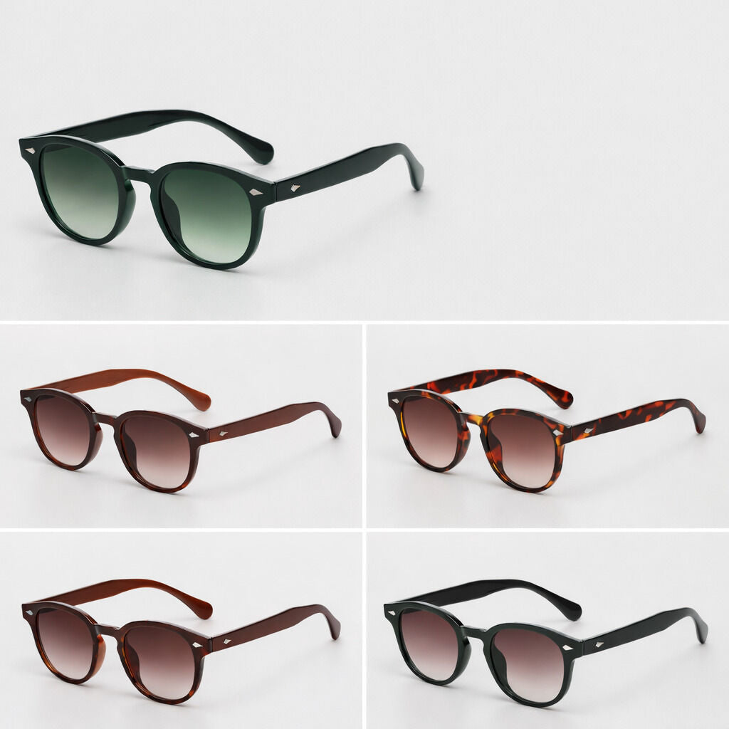 Tortoise Shell Acetate Round Sunglasses with Gradient Lenses