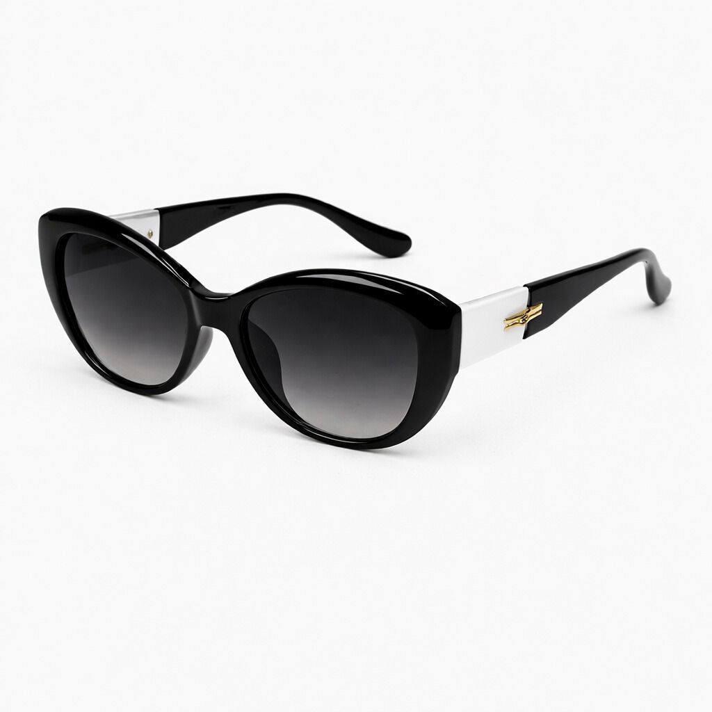 Black Glossy Acetate Cat-Eye Sunglasses