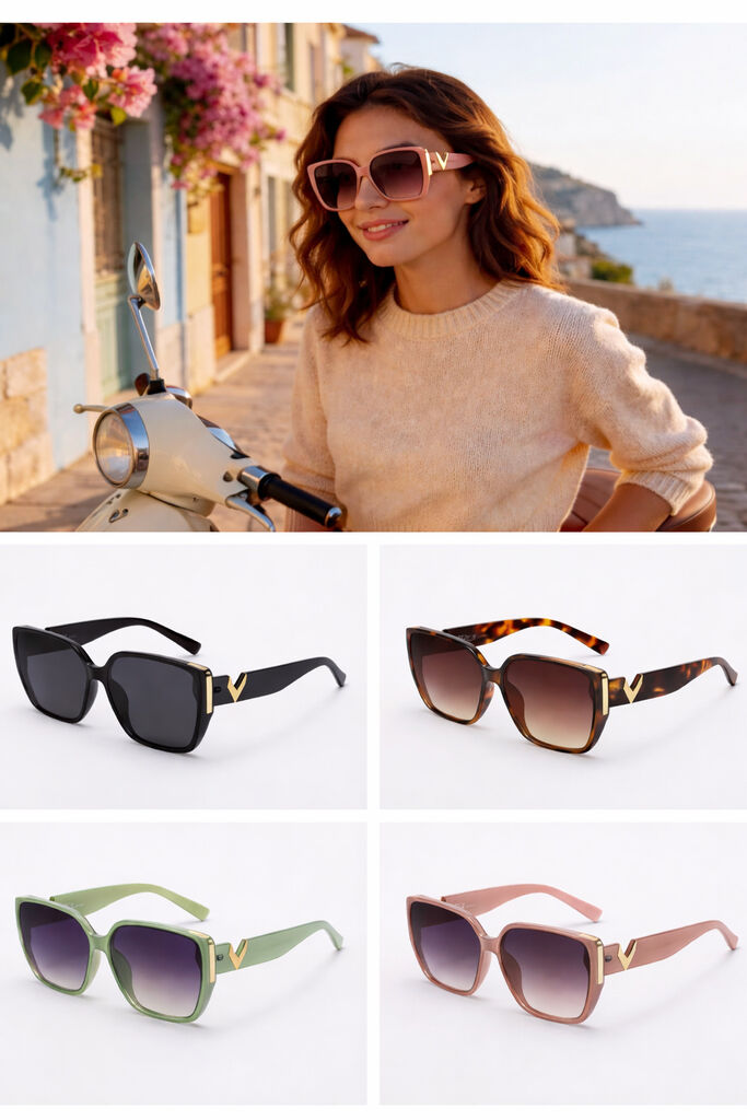 Tortoiseshell Acetate Sunglasses with Gold Accent