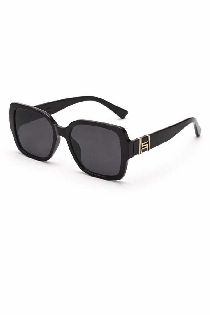 Oversized Black Square Sunglasses with Gold Accent for Women Oversized Square Sunglasses Women, Black Statement Shades  main image 4