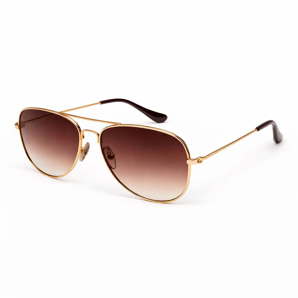 Brown Gradient Aviator Sunglasses with Metal Frame