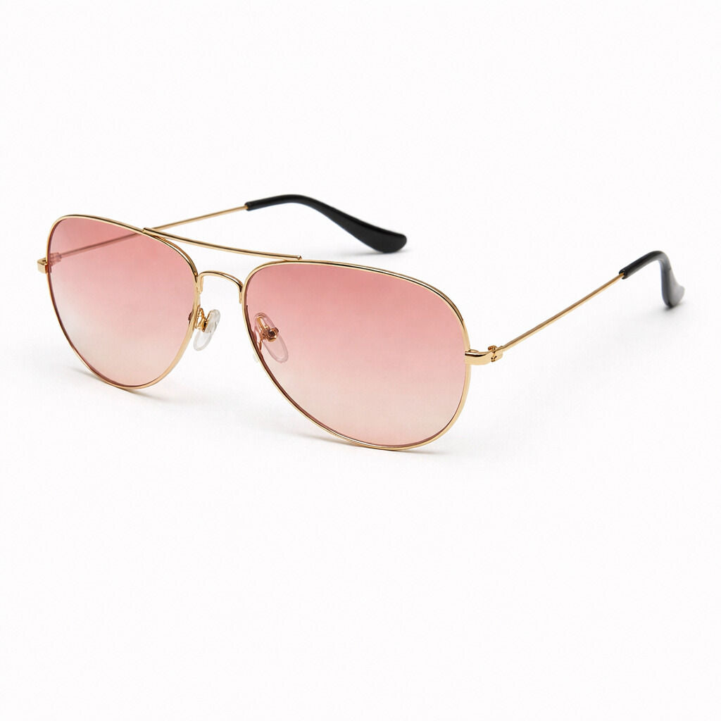Pink Gradient Aviator Sunglasses with Gold Frame