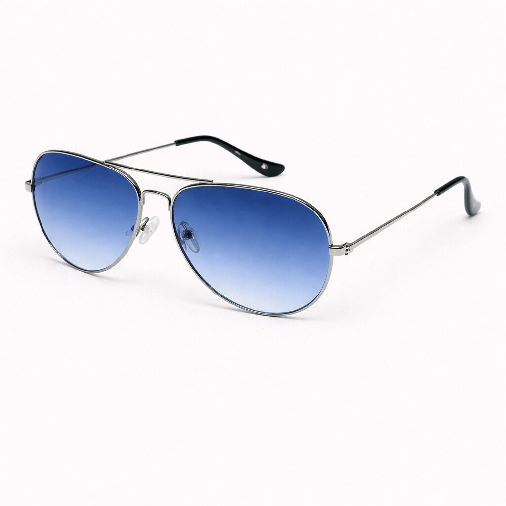 Blue Gradient Aviator Sunglasses with Metal Frame