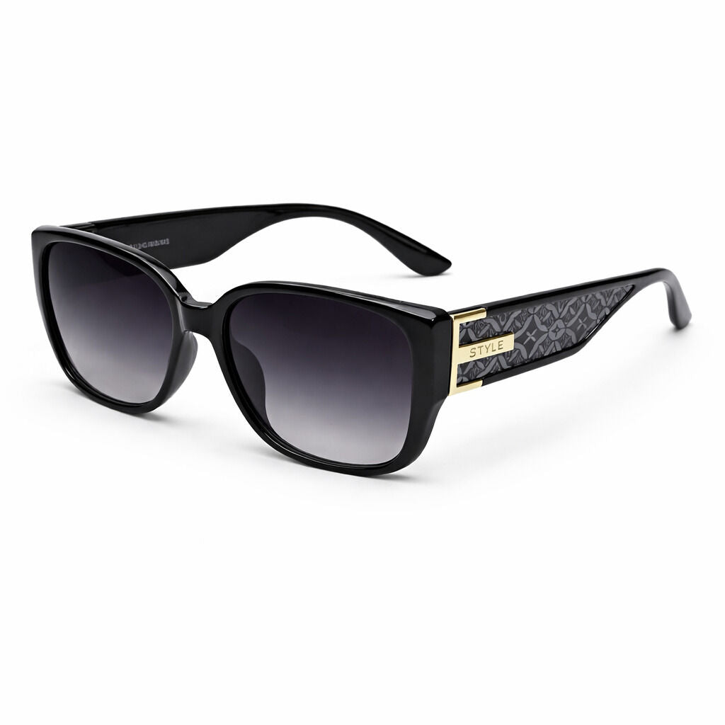 Black Geometric Sunglasses with Gold Accents