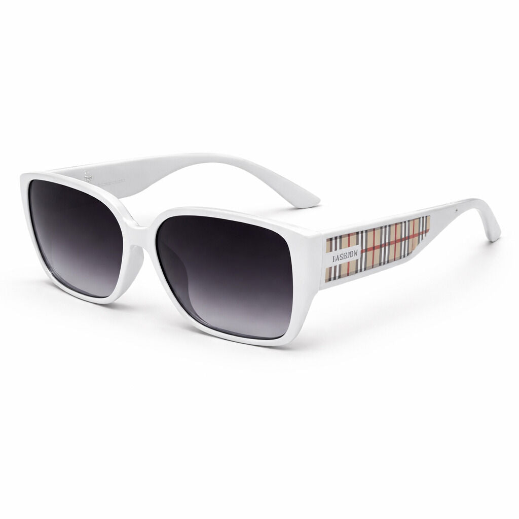 Black Plaid Accent Sunglasses with Gradient Lenses