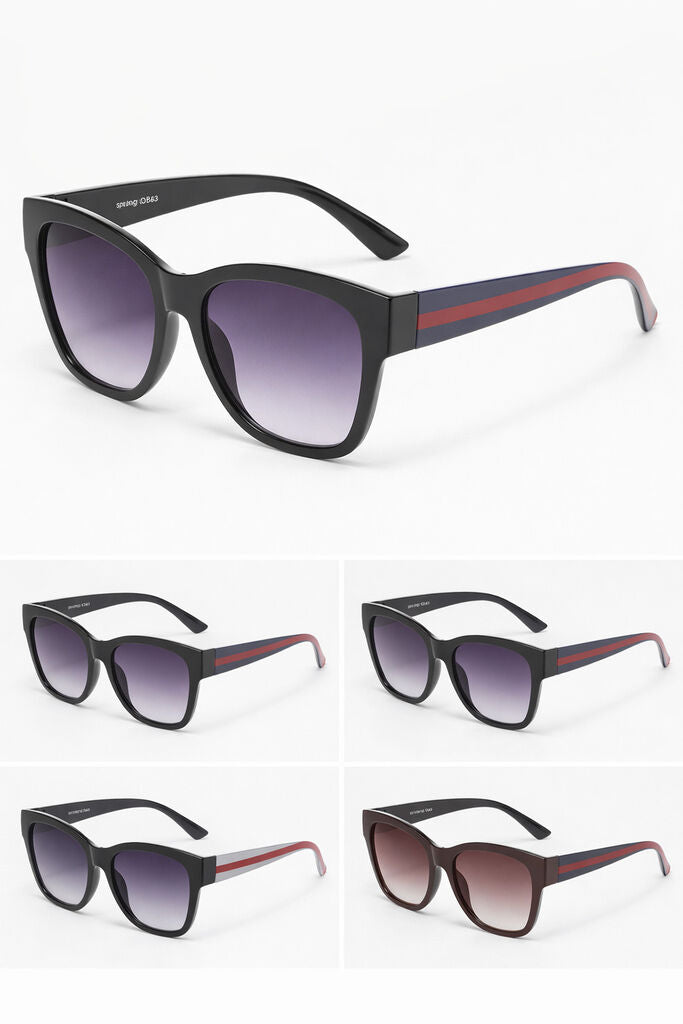 Black Gradient Lens Sunglasses with Gold Accent