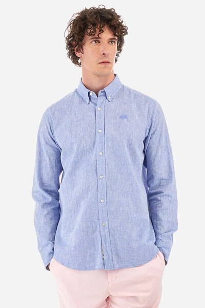 Blue Button-Up Shirt with Classic Collar