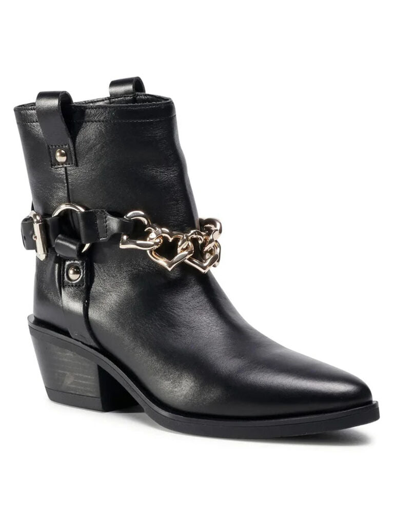 Black Ankle Boot with Chain Detail