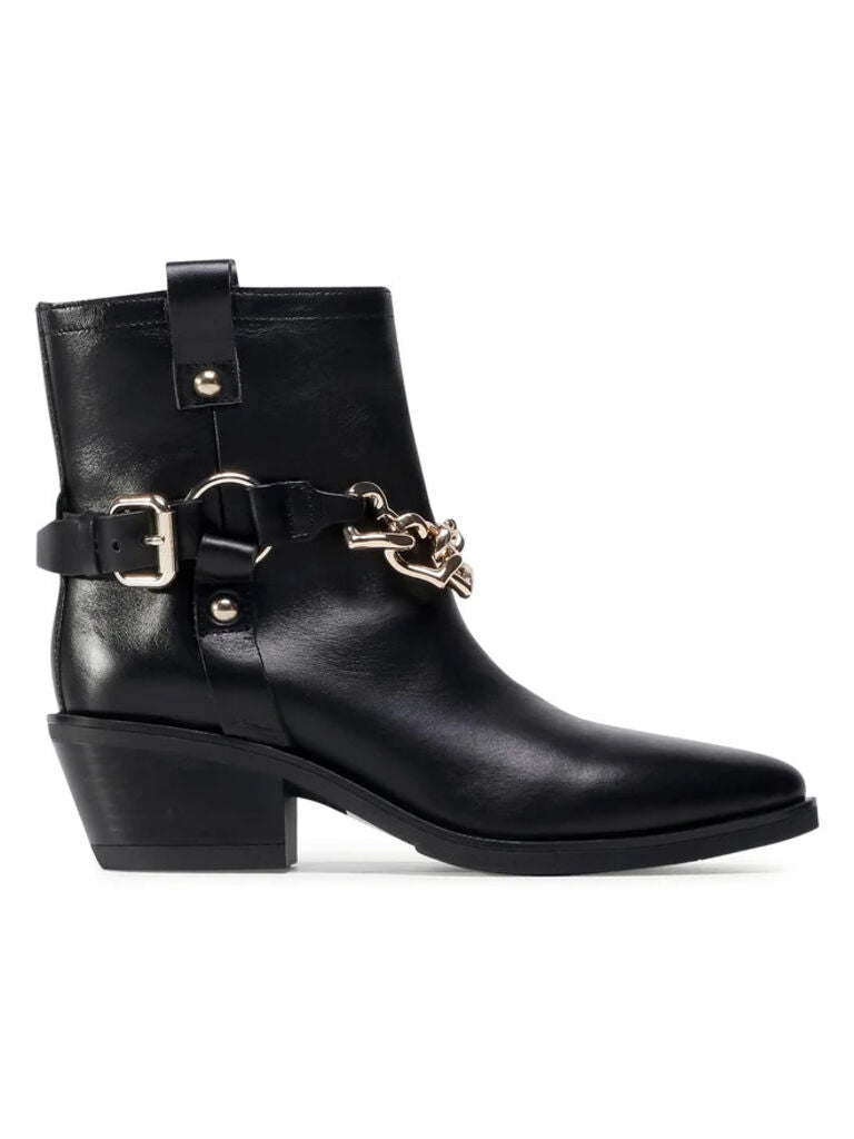 Black Ankle Boot with Chain Detail
