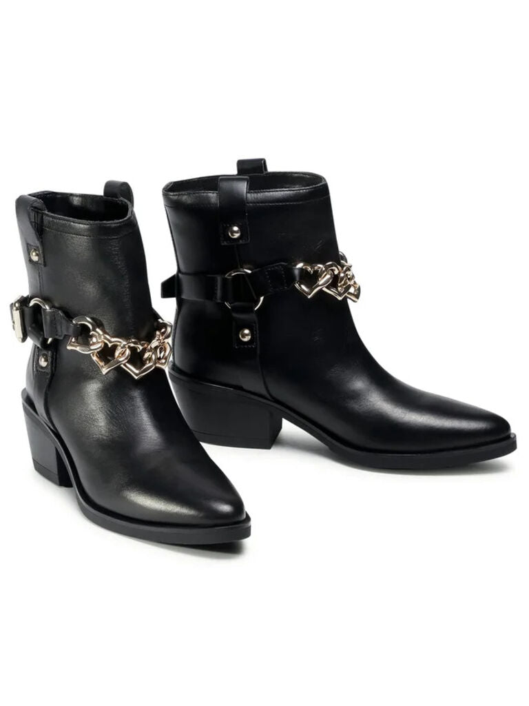 Black Ankle Boot with Chain Detail