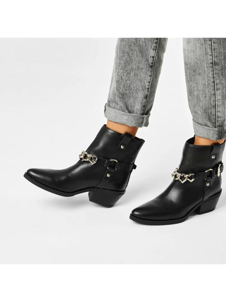 Black Ankle Boot with Chain Detail