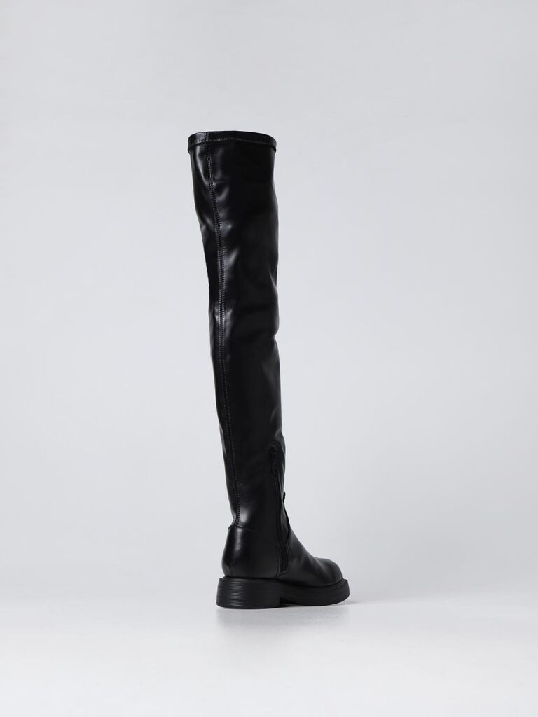 Black Over-the-Knee Boots with Logo Detail