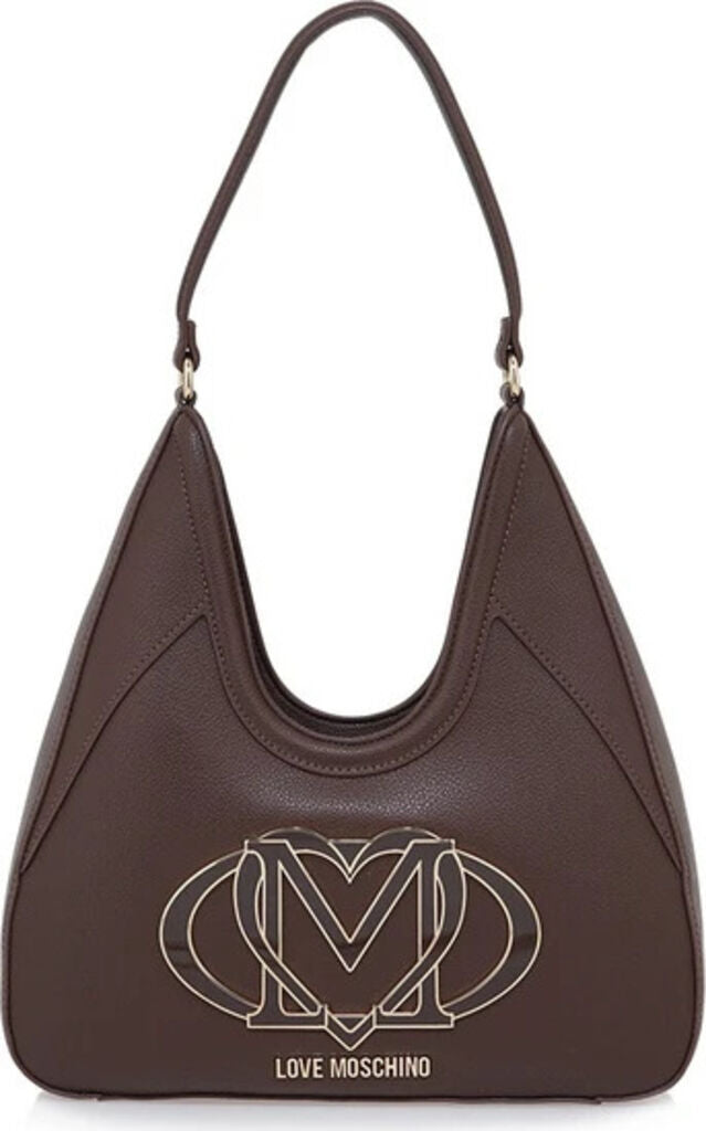 Brown Leather Hobo Bag with Logo Accent