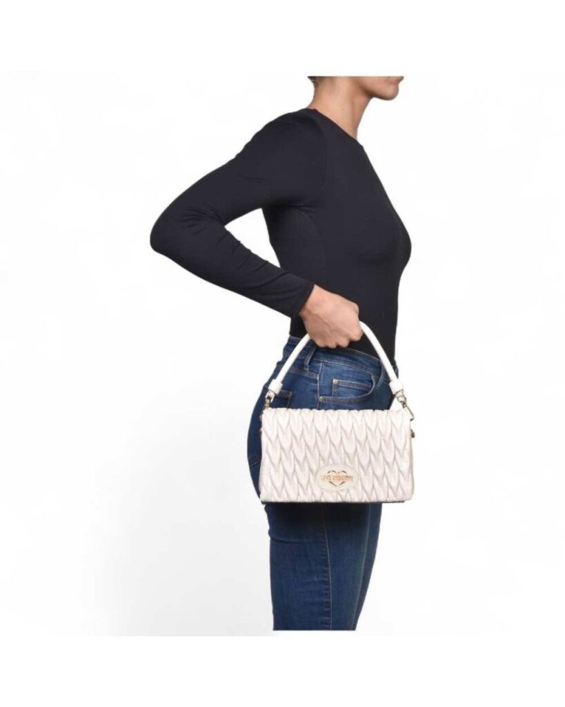 Ivory Quilted Handbag with Dual Straps