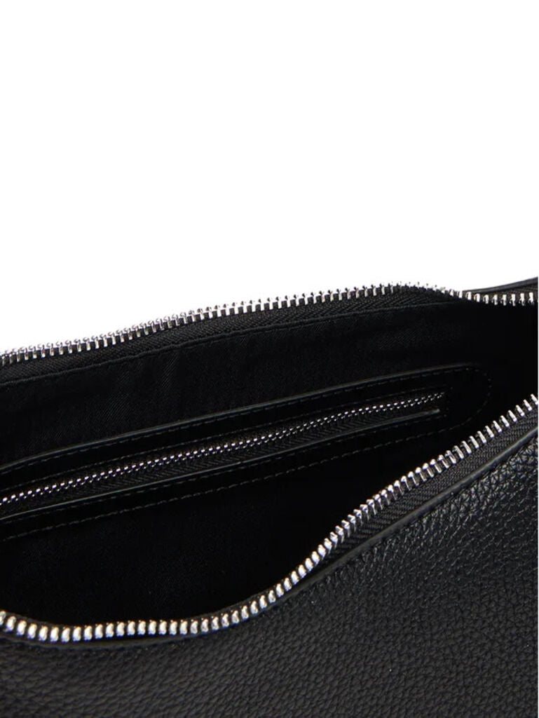 Black Textured Shoulder Bag with Adjustable Handle