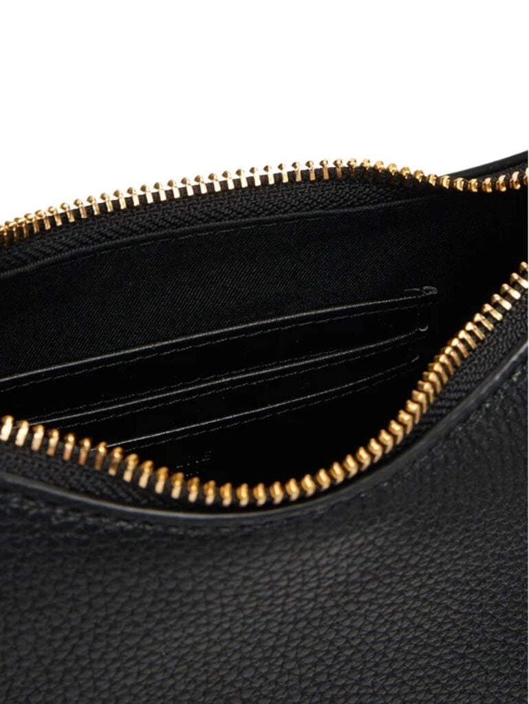 Black Textured Mini Shoulder Bag with Adjustable Strap