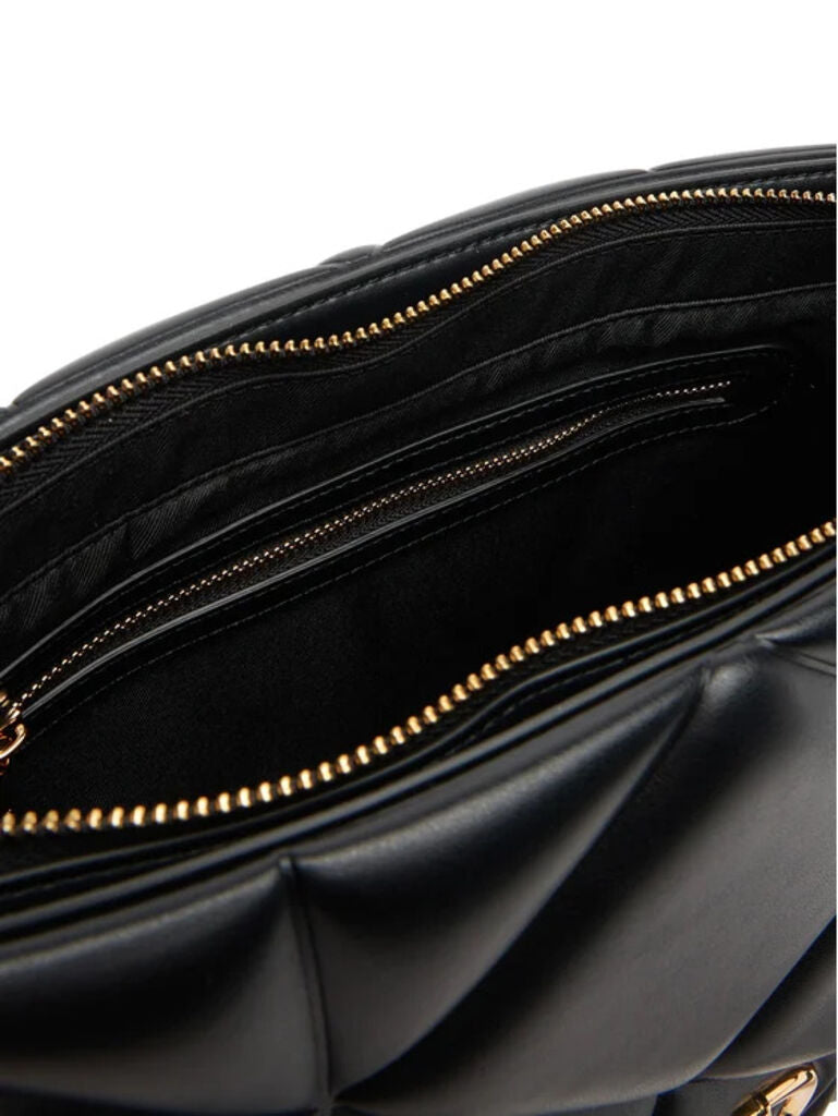 Black Quilted Tote Bag with Chain Straps