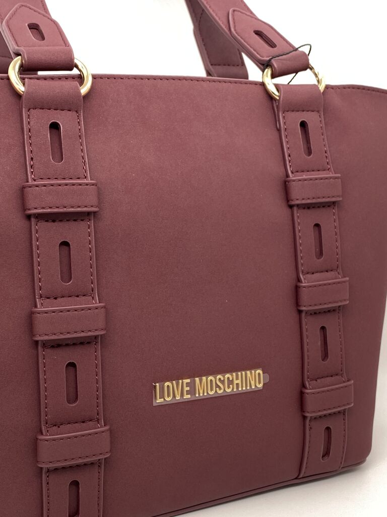 Mauve Faux Leather Tote Bag with Logo Detail