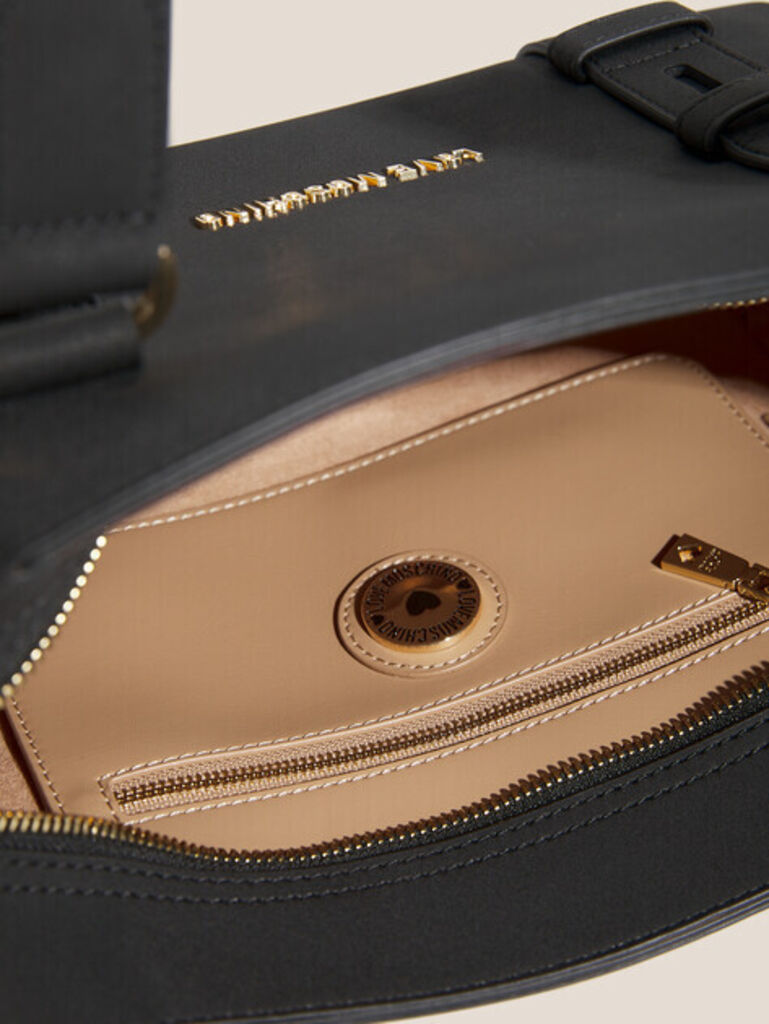 Black Structured Tote with Adjustable Straps