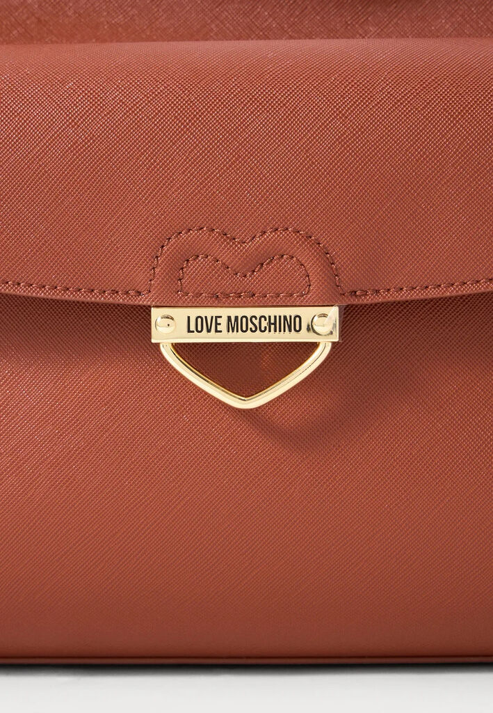 Brown Saffiano Tote Heart Closure Detail