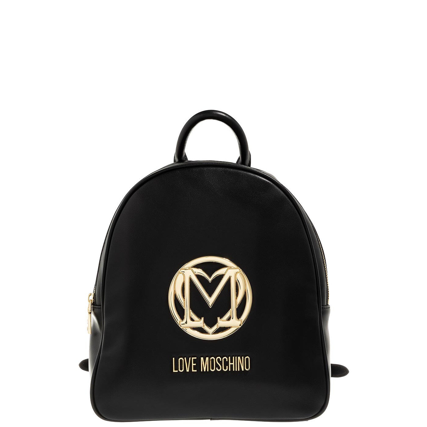 Black Faux Leather Backpack with Gold Accents