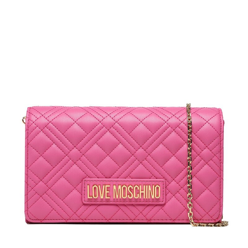 Pink Quilted Crossbody Bag with Gold Chain