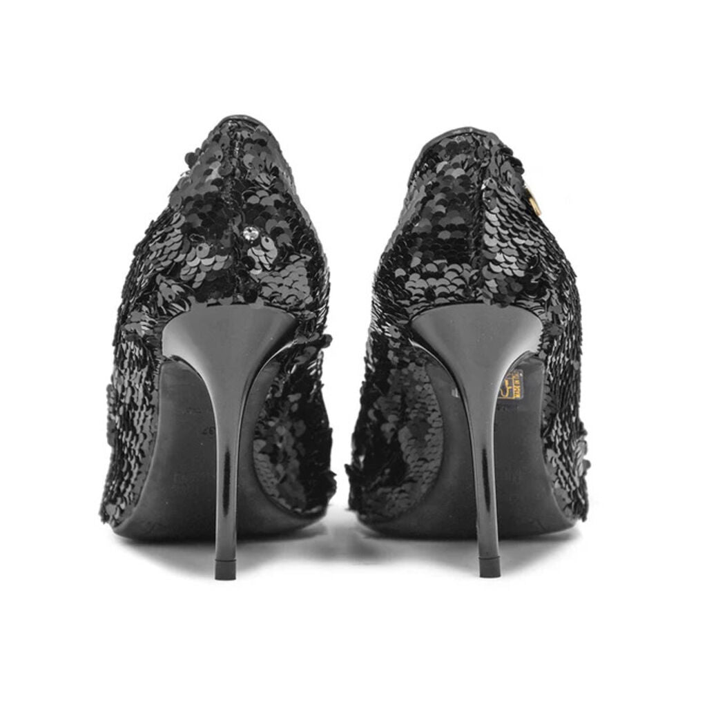 Black Sequin Stiletto with Heart Detail
