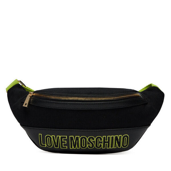 Black Canvas Belt Bag with Logo Embroidery