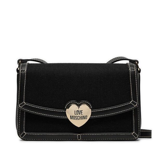 Black Woven Bag with Heart Accent