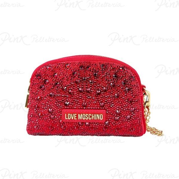Red Embellished Bag with Chain Strap