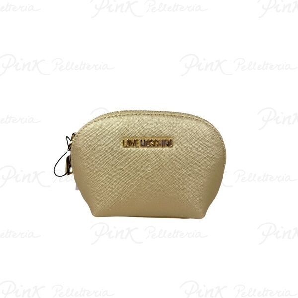 Gold Textured Mini Pouch with Zip Closure