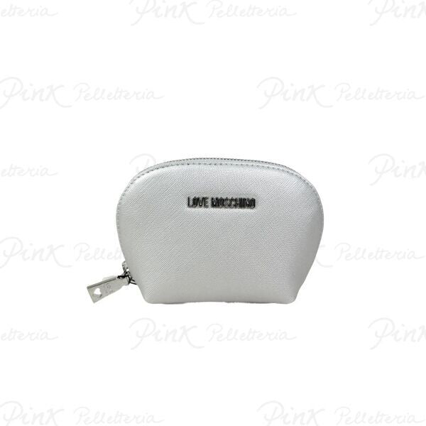White Saffiano Pouch with Logo Accent