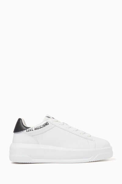 White Leather Sneakers with Logo Detail