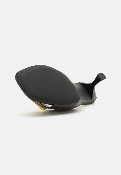 Black Heeled Mule with Gold Accent