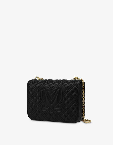 Black Quilted Crossbody Bag with Gold Chain