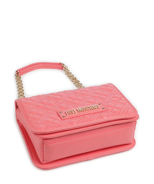 Coral Quilted Shoulder Bag with Chain Strap