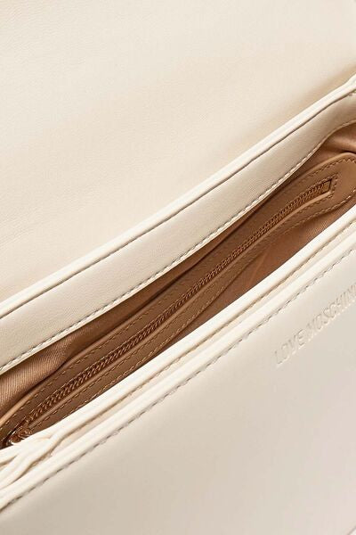 Ivory Quilted Shoulder Bag with Chain Strap