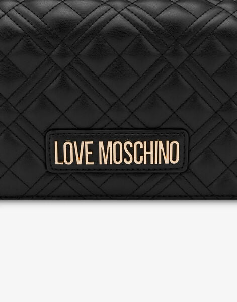 Black Quilted Crossbody Bag with Chain Strap