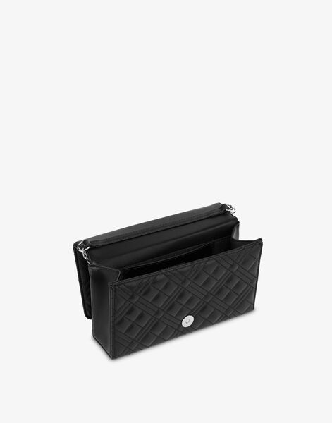 Black Quilted Wallet with Logo Patch