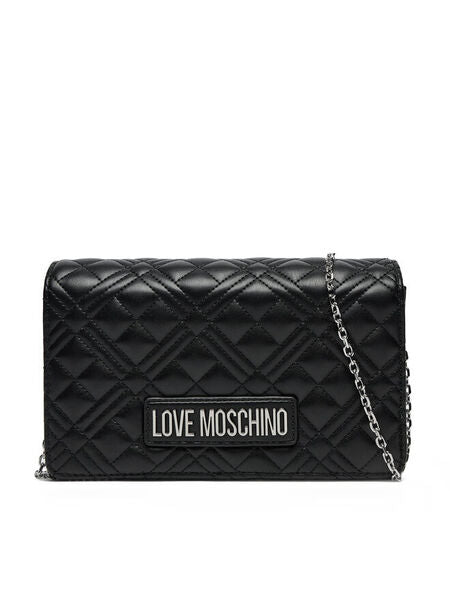 Black Quilted Wallet with Logo Patch