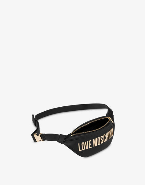 Black Logo Embossed Belt Bag