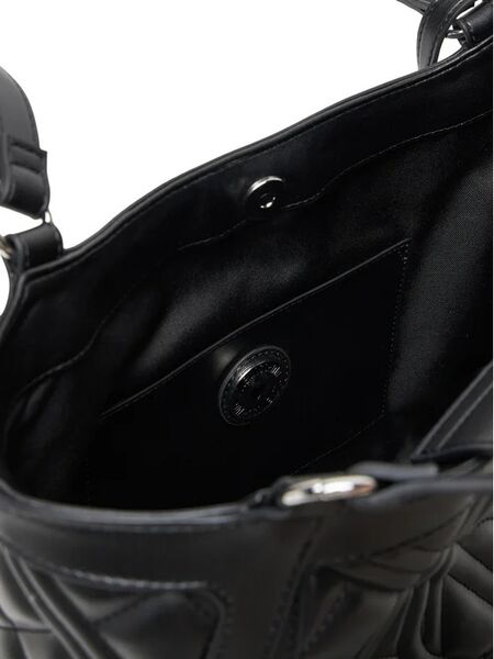Black Quilted Tote Bag with Logo Detail