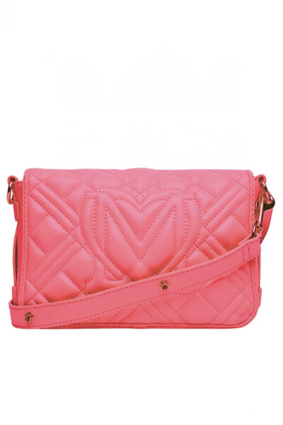 Pink Quilted Shoulder Bag with Logo Plaque