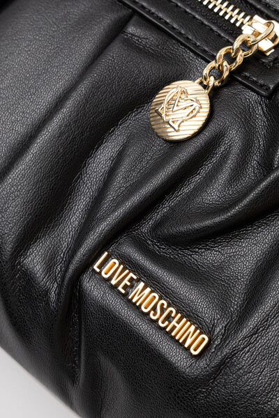 Black Textured Tote with Chain Detailing