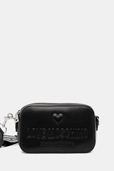 Black Logo Embossed Crossbody Bag