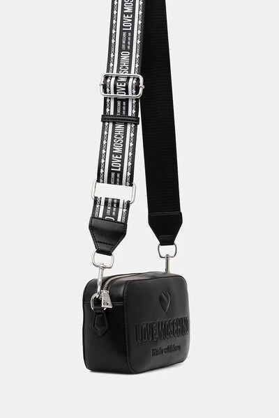 Black Logo Embossed Crossbody Bag
