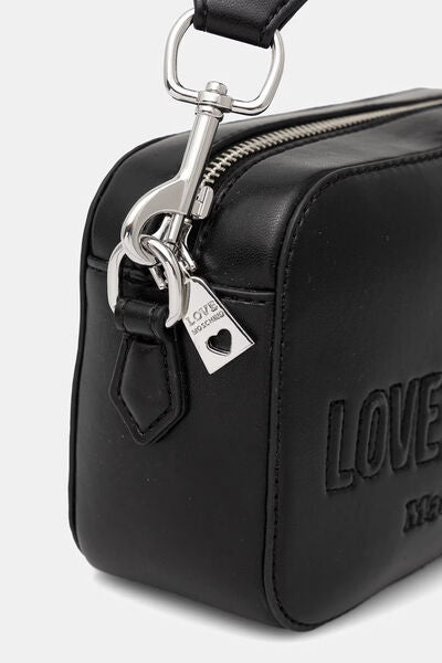Black Logo Embossed Crossbody Bag