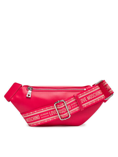 Pink Faux Leather Belt Bag with Heart Detail