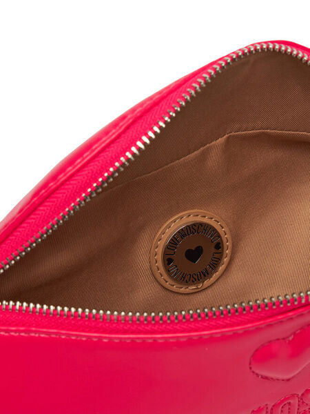 Pink Faux Leather Belt Bag with Heart Detail