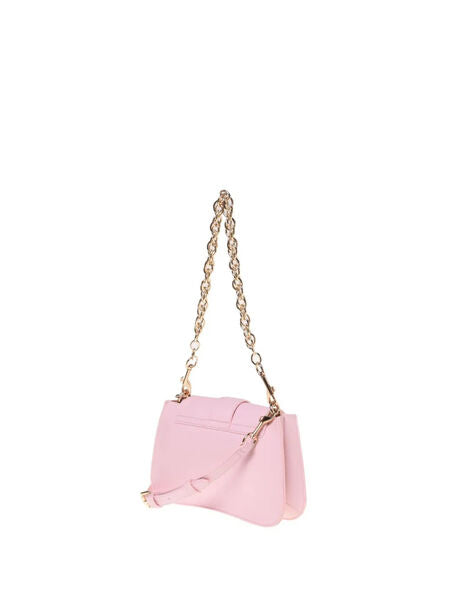 Pink Leather Shoulder Bag with Gold Chain